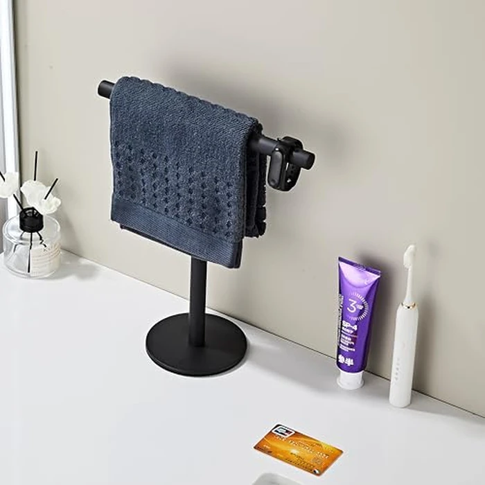 Bathroom Hand Towel Holder Stand，T-Shape Hand Towel Holder Stand SUS304 Stainless Steel Matte Black for Bathroom，Kitchen or Vanity Countertop by bluebyrne - Image 5
