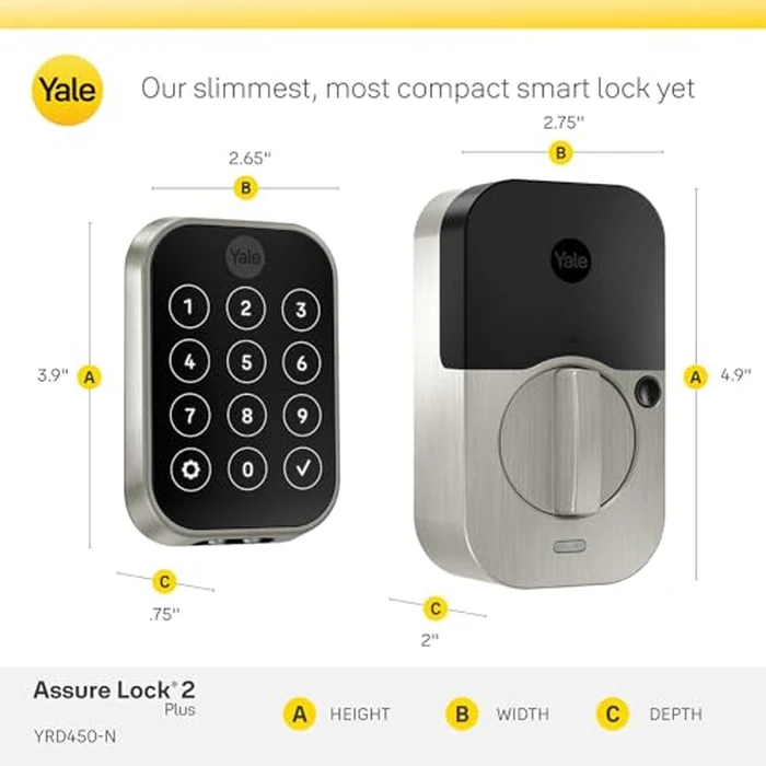 Yale Assure Lock 2 Plus Apple Home Keys, Satin Nickel Keyless Entry Door Lock with Wi-Fi Connected Touchscreen Keypad for Code Entry, YRD450-N-CB1-619 by Yale - Image 6