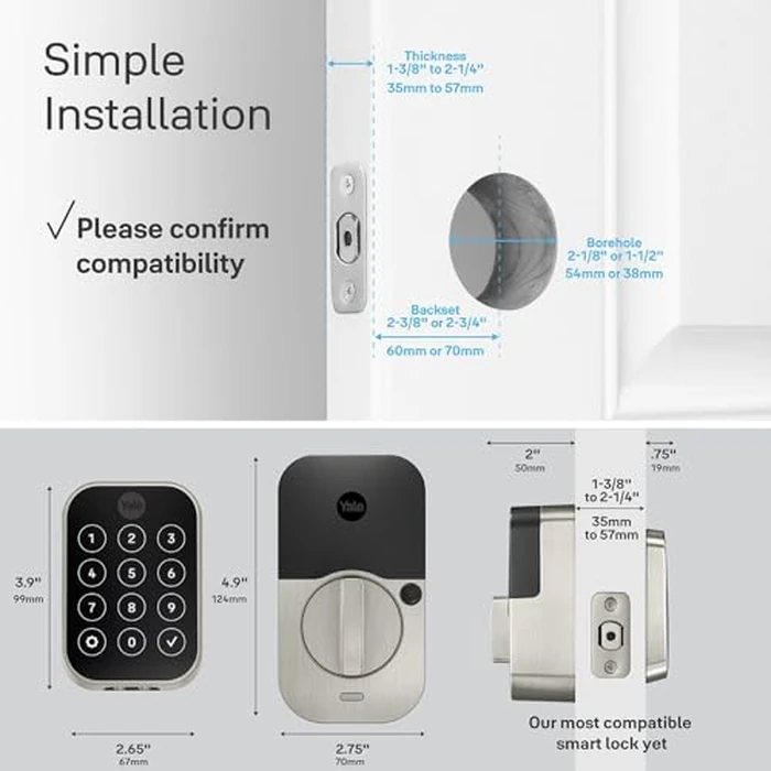 Yale Assure Lock 2 Plus Apple Home Keys, Satin Nickel Keyless Entry Door Lock with Wi-Fi Connected Touchscreen Keypad for Code Entry, YRD450-N-CB1-619 by Yale - Image 7