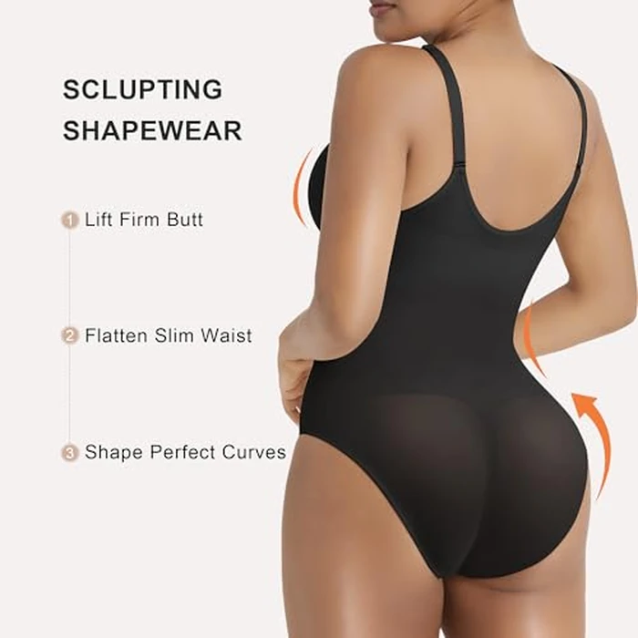 SHAPERX Women's Shapewear Bodysuit Tummy Control Seamless Zip-Up Body Shaper Waist Defining Body Suit,SZ5861-Black-S/M by SHAPERX - Image 1