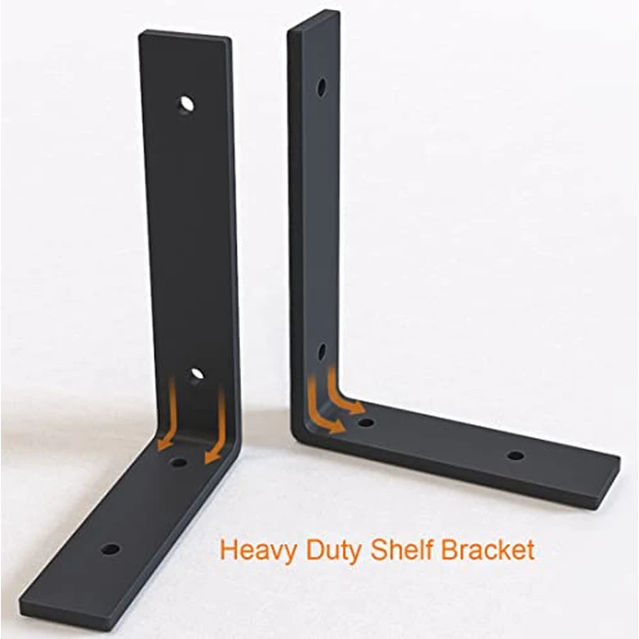 GOFOWRK Shelf Brackets, 1/5 inch Thicked Floating Shelf Bracket 10 inch Long, Black L Brackets for Shelves with Hardware, Solid Steel Heavy Duty Shelf Bracket for Shelves Support (4 Pack) by GOFOWRK - Image 5
