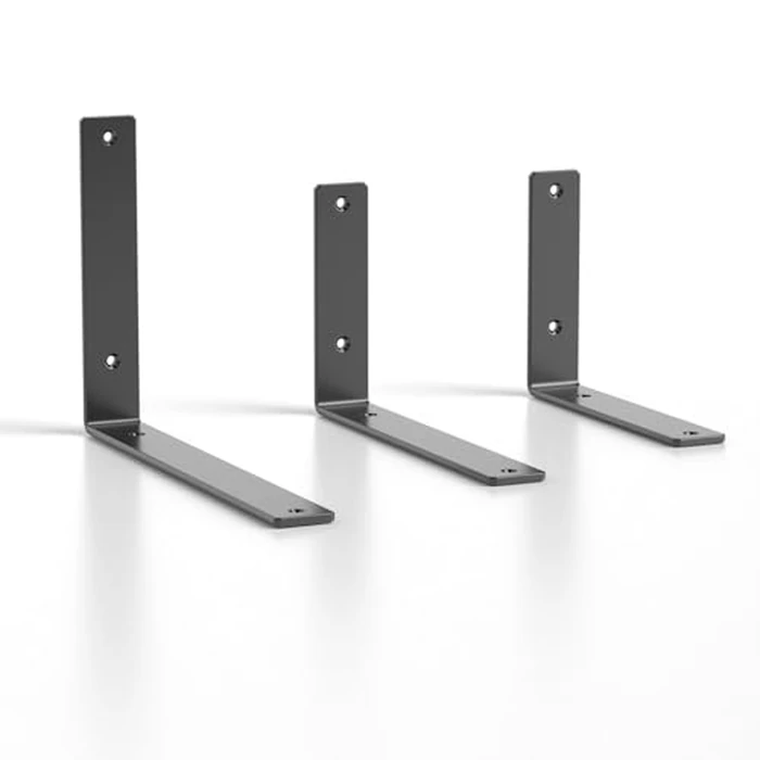 GOFOWRK Shelf Brackets, 1/5 inch Thicked Floating Shelf Bracket 10 inch Long, Black L Brackets for Shelves with Hardware, Solid Steel Heavy Duty Shelf Bracket for Shelves Support (4 Pack) by GOFOWRK - Image 7