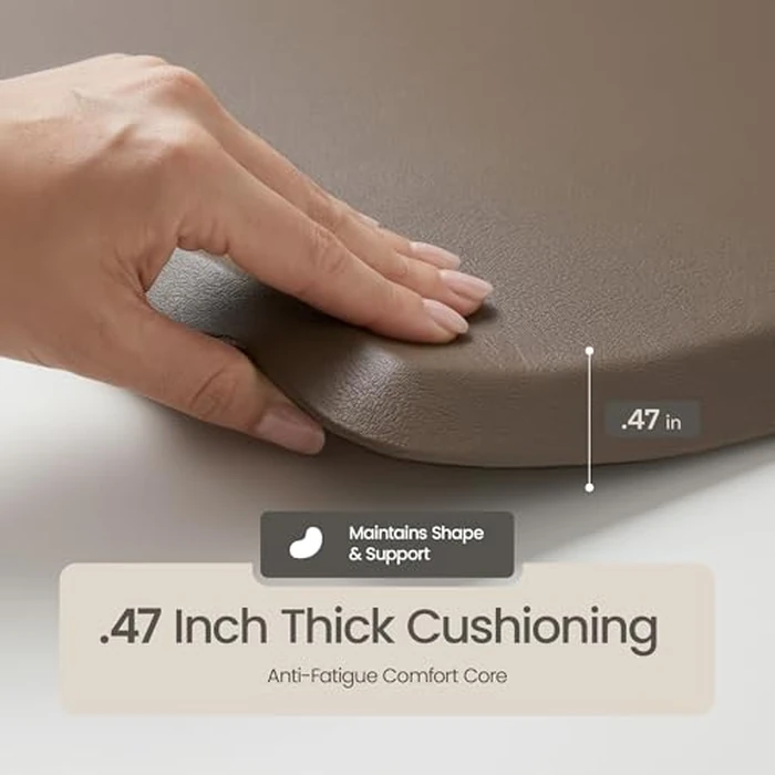 More Décor Anti Fatigue Kitchen Floor Mat, Standing Desk Mat, Non Slip, Waterproof - Rug Size 17.3" x 28" 0.47" Thickness - Brown by More Decor - Image 2