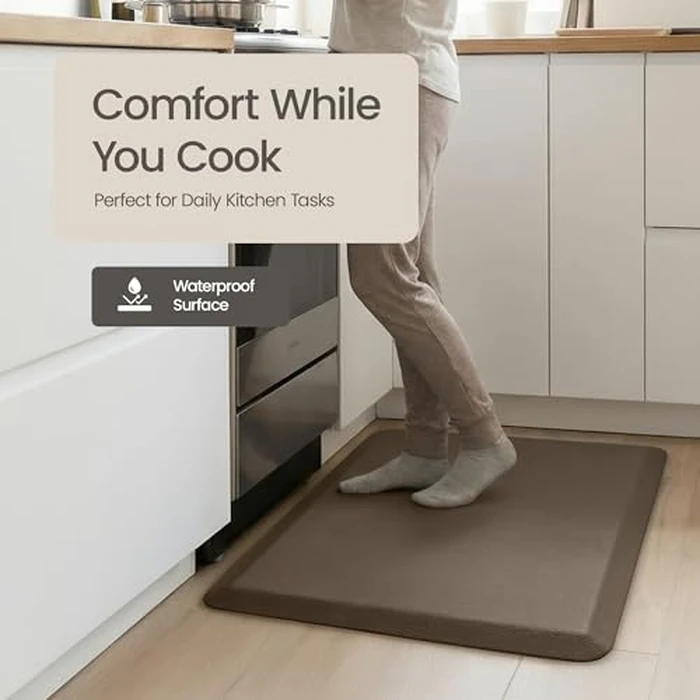 More Décor Anti Fatigue Kitchen Floor Mat, Standing Desk Mat, Non Slip, Waterproof - Rug Size 17.3" x 28" 0.47" Thickness - Brown by More Decor - Image 3