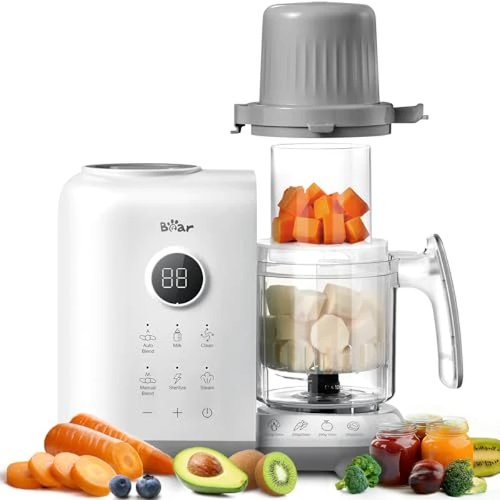 Bear Baby Food Maker with 18.5oz Dual-Layer Steam Baskets, OneStep Baby Food Processor Steamer Puree Blender Grinder Mills, Auto Cooking Grinding&Sterili-zing for Healthy Homemade Baby Food, BPA-Free by Bear - Used - Like New condition - US$61.74