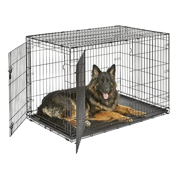 MidWest Homes for Pets 48-Inch New World Crate for Extra-Large Breeds, 90-110 lbs, Double Door Folding Dog Crate, Leak-Proof Tray & Secure Latches, Portable, Durable & Easy to Assemble by New World - Used - Like New condition
