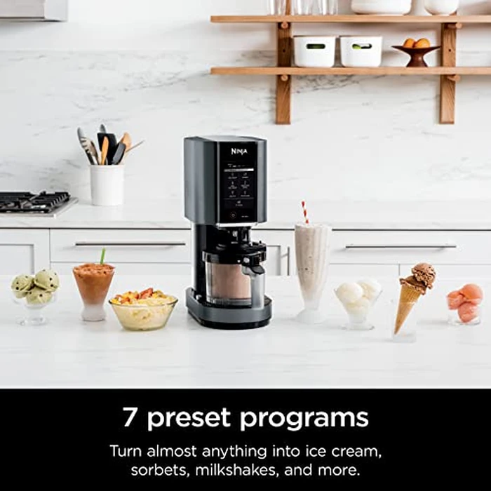 SharkNinja NC299AMZ CREAMi Ice Cream Maker, for Gelato, Mix-ins, Milkshakes, Sorbet, Smoothie Bowls & More, 7 One-Touch Programs, with (1) Pint Container Lid, Perfect Kids, Matte Black, 60 oz by Ninja - Image 3
