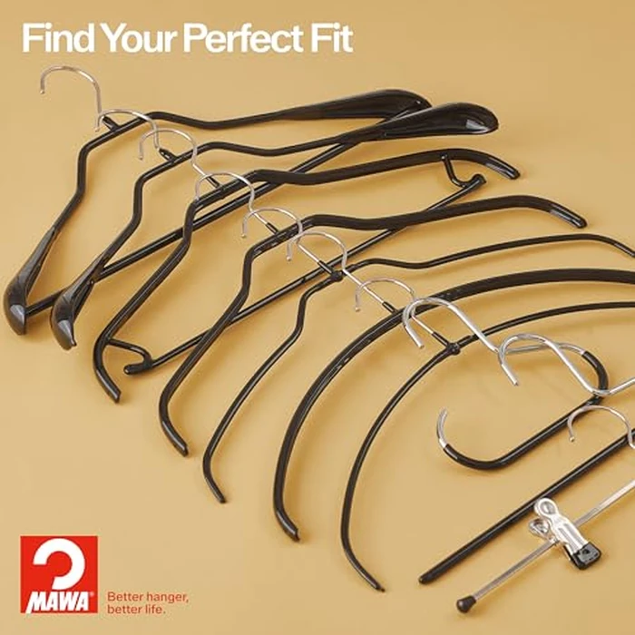 Mawa by Reston Lloyd Euro Series Non-Slip Space Saving Steel Clothes Hanger for Shirts, Dresses, Sweaters, Style 40/P, Gold, Set of 130 by MAWA - Image 3