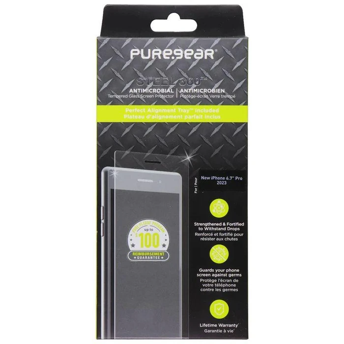 PureGear Steel 360 Tempered Glass Screen Protector for iPhone 15 Pro Max - Clear by PureGear - Image 3