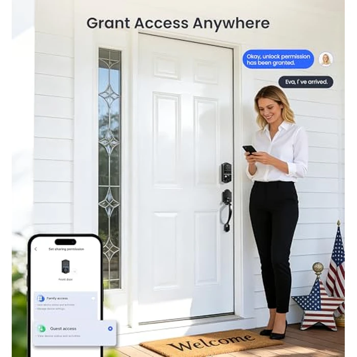 Veise VE017 Fingerprint Smart Door Lock, App Control, 8-in-1 Keyless Entry, Auto Lock, Emergency Power Port, Electronic Touchscreen Keypad, Biometric Smart Locks for Front Door, Matte Black by Veise - Image 6