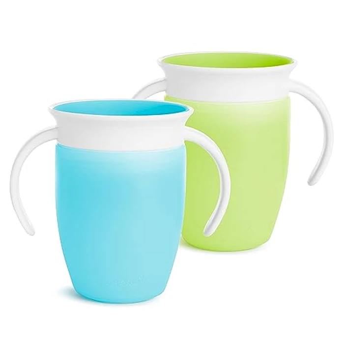 Munchkin Miracle 360˚ Trainer Cup, 7oz, 2Pk, Blue/Green, Blue, Green, 7 Ounce by Munchkin - Used - Acceptable condition - CA$11.75