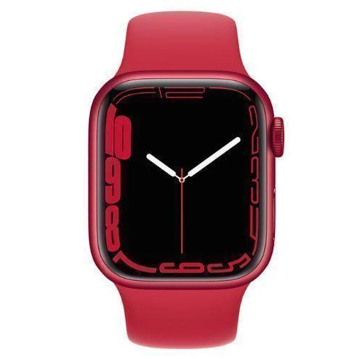 Apple Watch Series 7 (GPS) - 32GB - 45mm - Red Aluminum Case with Red Rubber Sport Band by Apple - Refurbished - Acceptable condition