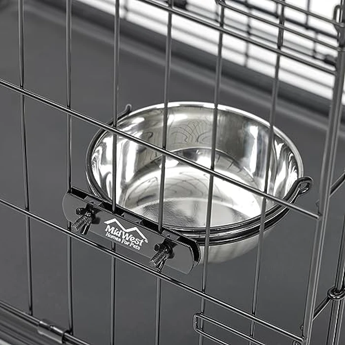 MidWest Homes for Pets Snap'y Fit Stainless Steel Food or Water Bowl, Holds 2 Quarts, Mounts to Wire Crates, No-Tip Design, Rust-Resistant, for Large Dogs and Cats by MidWest Homes for Pets - Image 2