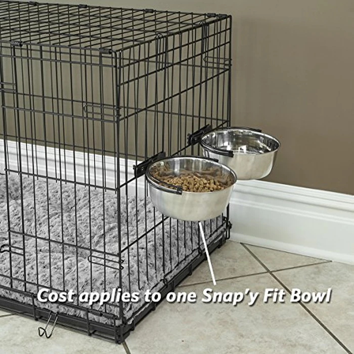 MidWest Homes for Pets Snap'y Fit Stainless Steel Food or Water Bowl, Holds 2 Quarts, Mounts to Wire Crates, No-Tip Design, Rust-Resistant, for Large Dogs and Cats by MidWest Homes for Pets - Image 4