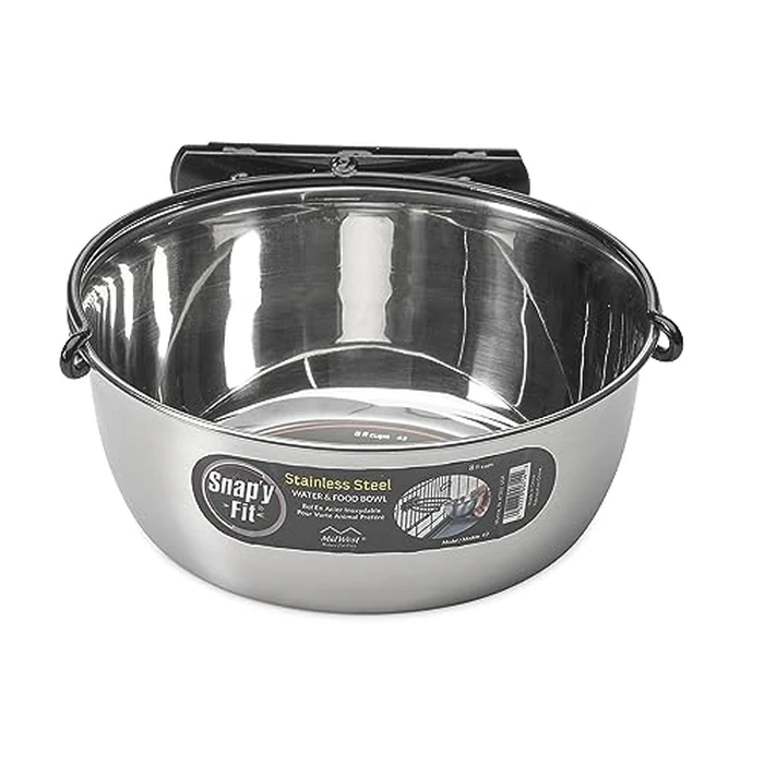 MidWest Homes for Pets Snap'y Fit Stainless Steel Food or Water Bowl, Holds 2 Quarts, Mounts to Wire Crates, No-Tip Design, Rust-Resistant, for Large Dogs and Cats by MidWest Homes for Pets - Image 6