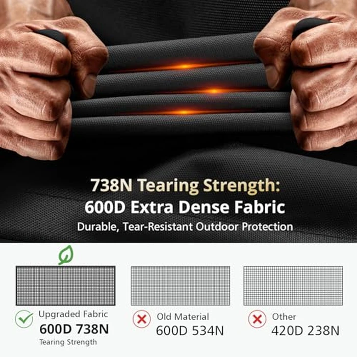 QH.HOME Fire Pit Cover Round Super Waterproof, 41"-44" D X 24" H Outdoor Round Firepit Cover 600D Strong Tear Resistant, UPF 50+ Fire Pit Covers Premium Fading Resistant for Outdoor Fire Pit - Black by QH.HOME - Image 3