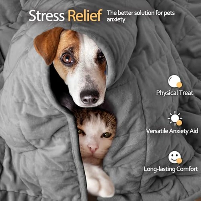 LaSyL Weighted Blanket for Pets | Thunder Blanket for Dogs Anxiety | Premium Soft Minky | Relaxation & Calming & Anti Anxiety | Used in Car, Bed, Couch | Dark Grey, Washable Medium (32"x40") by LaSyL - Image 3