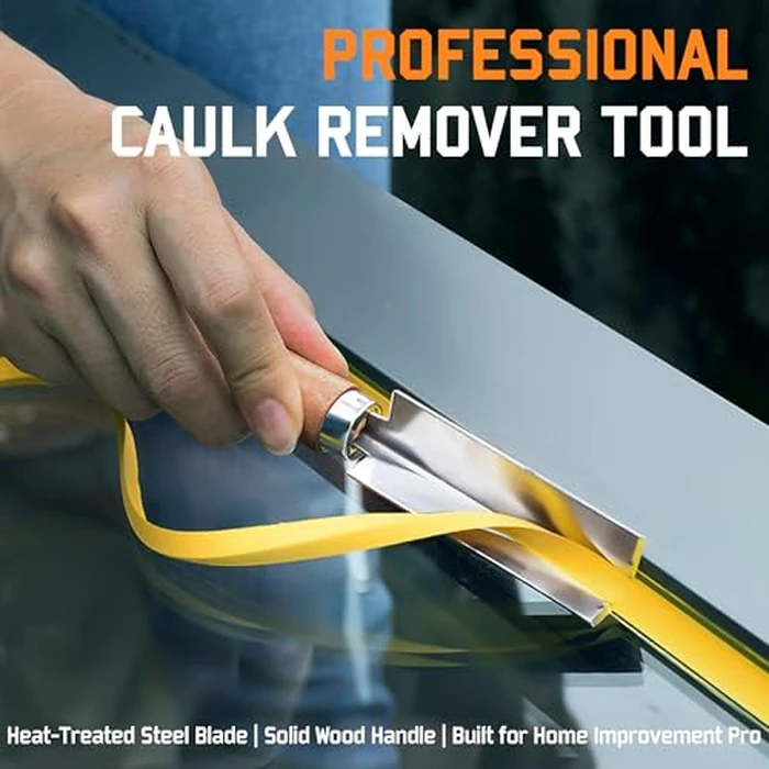 2 PCS Professional Caulk Remover Tool - Heat-Treated Caulking Tool with 90 degrees Sharp Blade & Solid Wood Handle, Saves Time for Home Improvement, Durable Grout & Silicone Remover Tool by TRUXXON - Image 2