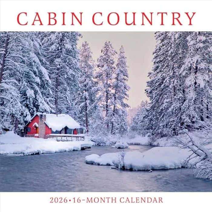 Cabin Country | 2026 12 x 24 Inch (Hanging) Monthly Square Wall Calendar | Wyman Publishing | Outdoor Log Nature Rural by BrownTrout Publishers Ltd. - Image 1