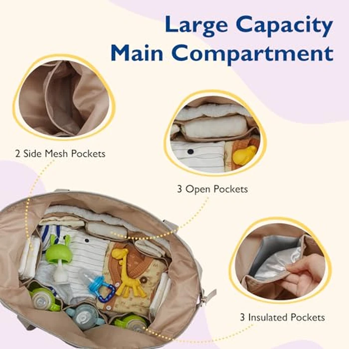 mommore Diaper Bag Tote, Large Capacity Travel Diaper bags, Hospital Bag for Labor Delivery, Baby Bag with Pacifier Case (Navy Blue) by mommore - Image 3