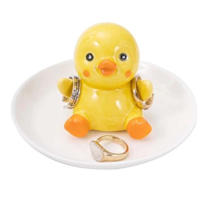 TAOJINJI Duck Ring Holder Dish, Ceramic Jewelry Holder Preppy Room Decor, Cute Duck Gifts for Women Wedding Birthday Christmas by TAOJINJI - Used - Very Good condition - US$12.66