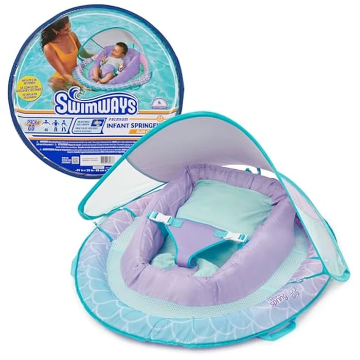 SwimWays Infant Spring Float, Baby Pool Float with Canopy, Swimming Pool Accessories for Kids 3-9 Months, Mermaid by SwimWays - Used - Like New condition