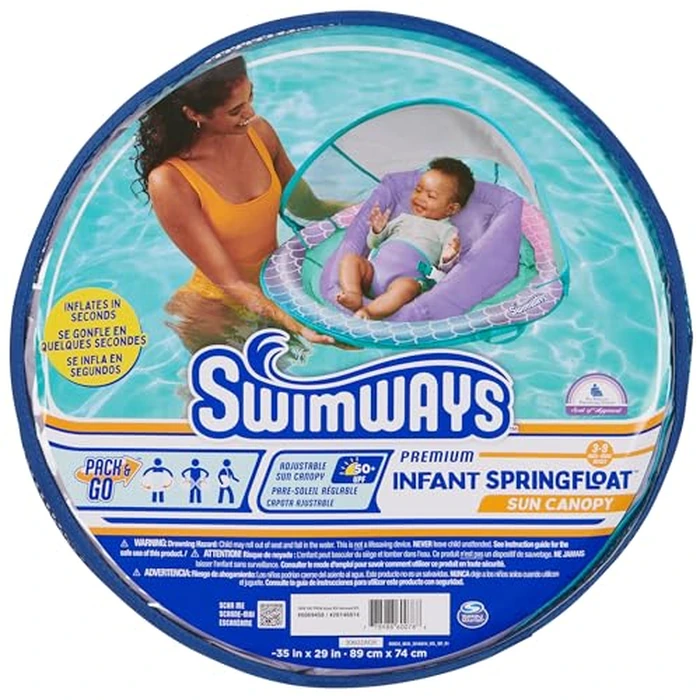 SwimWays Infant Spring Float, Baby Pool Float with Canopy, Swimming Pool Accessories for Kids 3-9 Months, Mermaid by SwimWays - Image 7