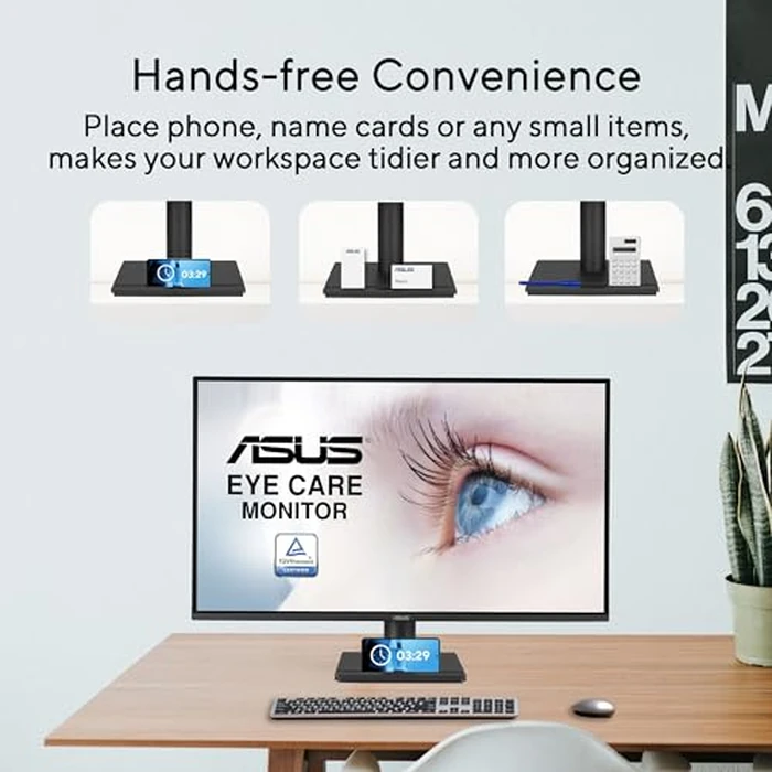 ASUS 27” 1440P Eye Care Monitor (VA27AQ) - IPS, QHD (2560 x 1440), 99% sRGB, Frameless, HDMI, DisplayPort, VGA, 1ms, Speakers,Low Blue Light, Flicker Free, VESA Wall Mountable, 3 yr Warranty by ASUS - Image 3