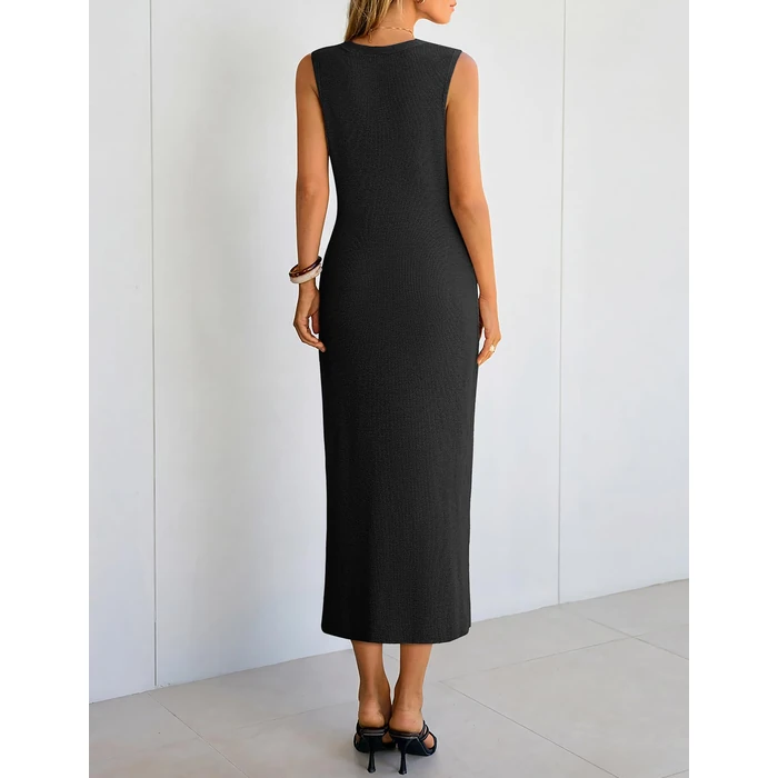 ZESICA Women's Sleeveless Long Cardigan Sweaters 2026 Summer V Neck Oversized Button Knit Duster Vest Top Beach Cover Up Black Small by ZESICA - Image 3