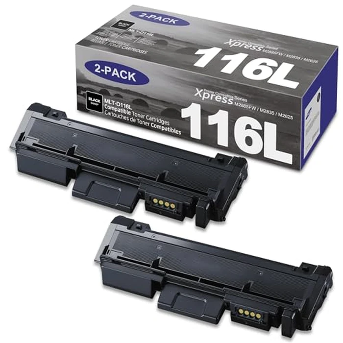 MLT-D116L D116L Toner Cartridge High Yield Black Replacement for Samsung D116L Toner Xpress M2885FW M2875FW M288X M2835 M2825DW M2825WN M2875FD M2825DW M2875FW Printer Ink 2 Pack by PTONPR - Used - Good condition