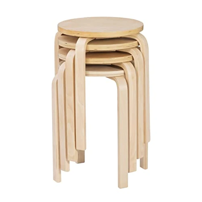 Linon Jenna Natural Round 17" Stacking Stool Set of 4 (1771NAT-04-AS-U) by Linon - Used - Like New condition - US$60.19