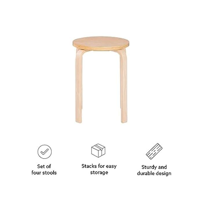 Linon Jenna Natural Round 17" Stacking Stool Set of 4 (1771NAT-04-AS-U) by Linon - Image 6