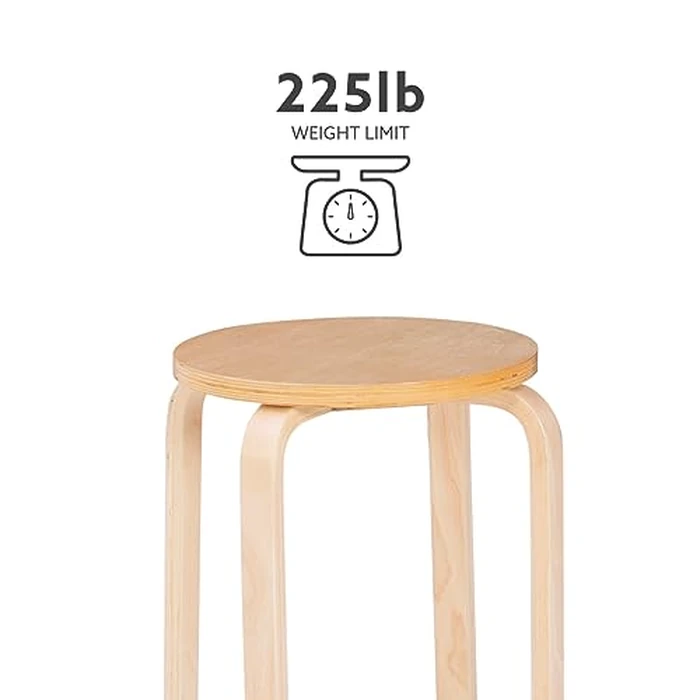 Linon Jenna Natural Round 17" Stacking Stool Set of 4 (1771NAT-04-AS-U) by Linon - Image 7