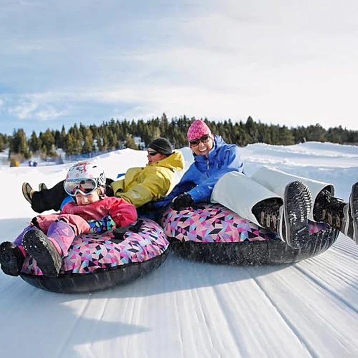 Snow Tube, 95CM Heavy-Duty Winter Snow Sled with Premium Canvas Cover, Winter Outdoor Sports Equipment with Towable Pull Ring and Handles for Boys Girls Above 13 Family Activities by FZENeast - Image 7