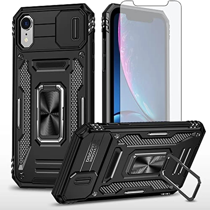 Asuwish Phone Case for iPhone Xs X 10 10s with Tempered Glass Screen Protector and Slide Camera Cover Ring Holder Kickstand Cell Slim iPhoneX iPhoneXs iPhone10 i PhoneX SX 10x 10xs X’s Women Men Black by Asuwish - Used - Good condition
