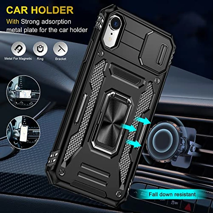 Asuwish Phone Case for iPhone Xs X 10 10s with Tempered Glass Screen Protector and Slide Camera Cover Ring Holder Kickstand Cell Slim iPhoneX iPhoneXs iPhone10 i PhoneX SX 10x 10xs X’s Women Men Black by Asuwish - Image 4