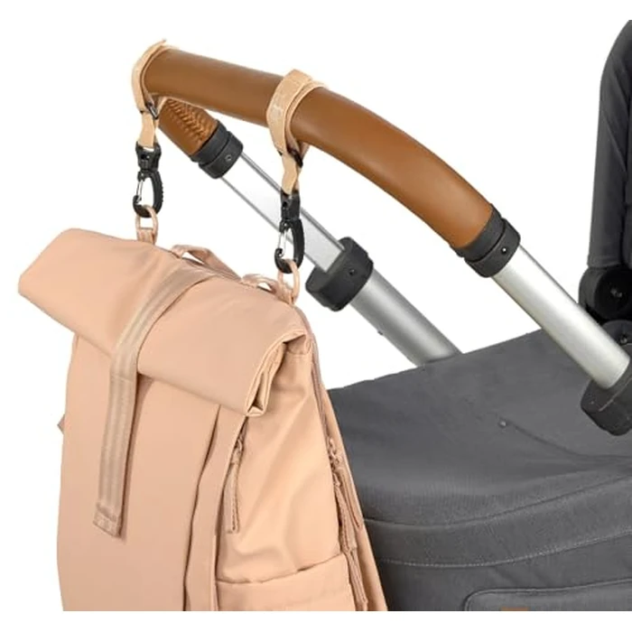 Lässig Baby Changing Backpack, Changing Bag, Backpack with Changing Mat, Pram Attachment, Bottle Holder, Sustainably Produced/GRE Rolltop Up Backpack, Peach Rose by Lassig - Used - Like New condition - CA$79.94