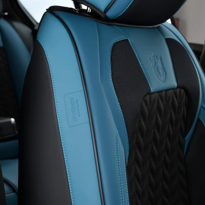 Coverado Seat Covers Full Set, 5 Seats Breathable Faux Leather Seat Covers for Cars, Car Seat Cover Winter, Car Seat Protector Car Seat Cushion, Automotive Seat Cover Universal Fit Most Vehicles, Blue by Coverado - Image 7