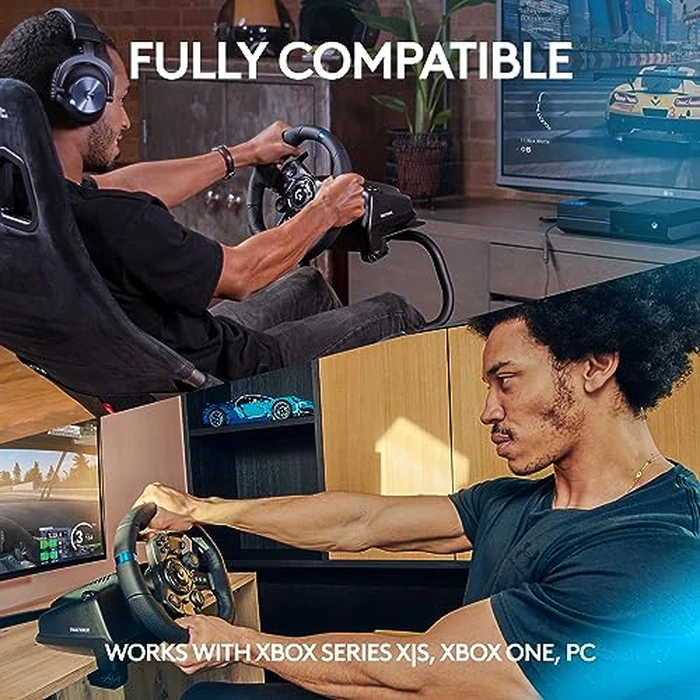 Logitech G923 Racing Wheel and Pedals for Xbox X|S, Xbox One and PC Featuring TRUEFORCE up to 1000 Hz Force Feedback, Responsive Pedal, Dual Clutch Launch Control, and Genuine Leather Wheel Cover by Logitech G - Image 4