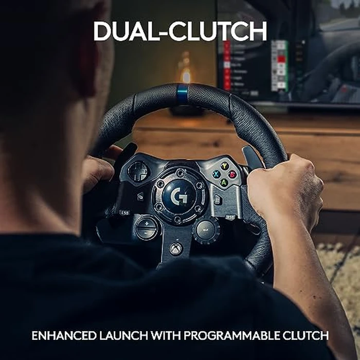 Logitech G923 Racing Wheel and Pedals for Xbox X|S, Xbox One and PC Featuring TRUEFORCE up to 1000 Hz Force Feedback, Responsive Pedal, Dual Clutch Launch Control, and Genuine Leather Wheel Cover by Logitech G - Image 5