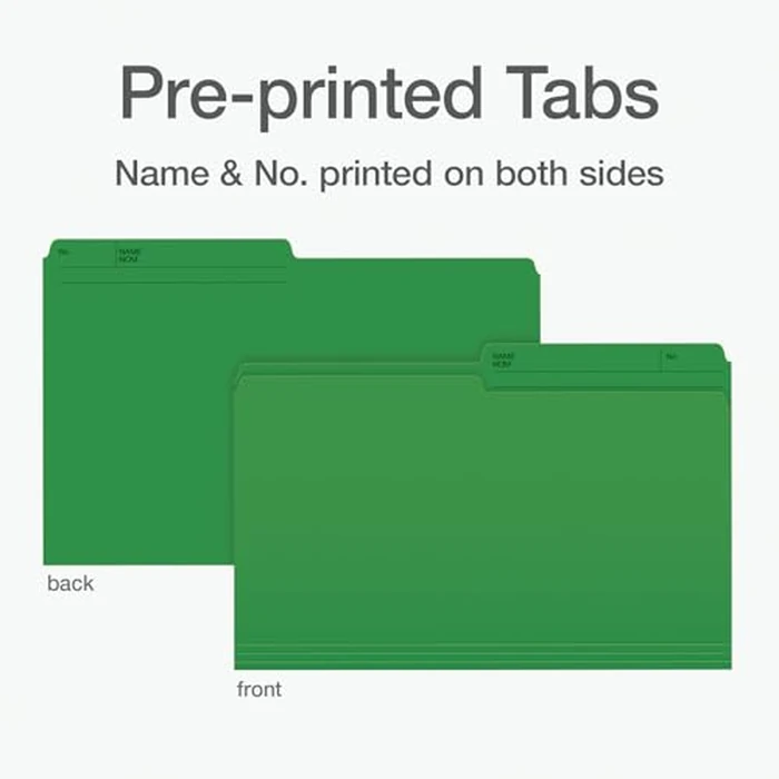 Pendaflex File Folders - Green Colour File Organizers, 1/2 Cut Tab, Legal Size, Durable Paper Stock, 100/Box, Ideal for Office, Home, and School Organization by Pendaflex - Image 2