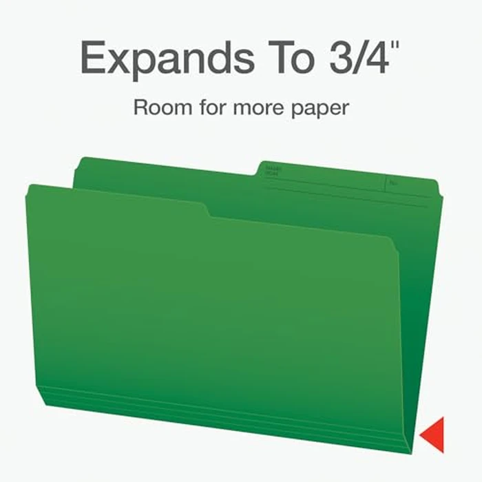 Pendaflex File Folders - Green Colour File Organizers, 1/2 Cut Tab, Legal Size, Durable Paper Stock, 100/Box, Ideal for Office, Home, and School Organization by Pendaflex - Image 3