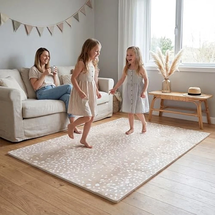 Moon Walkers Premium Soft Foam Play Mat for Baby, 170x122 cm, Easy to Clean - The Perfect Modern Foam Playmat Fits Nicely with Your Kids Playroom Or Home Decor 1.2 cm Thickness (Camouflaged Terrazzo) by MOON WALKERS - Image 2