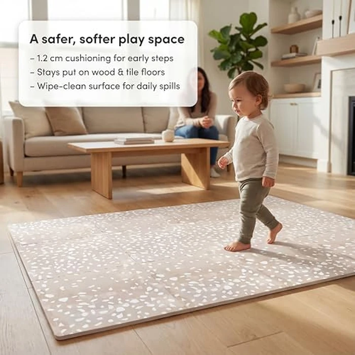 Moon Walkers Premium Soft Foam Play Mat for Baby, 170x122 cm, Easy to Clean - The Perfect Modern Foam Playmat Fits Nicely with Your Kids Playroom Or Home Decor 1.2 cm Thickness (Camouflaged Terrazzo) by MOON WALKERS - Image 3