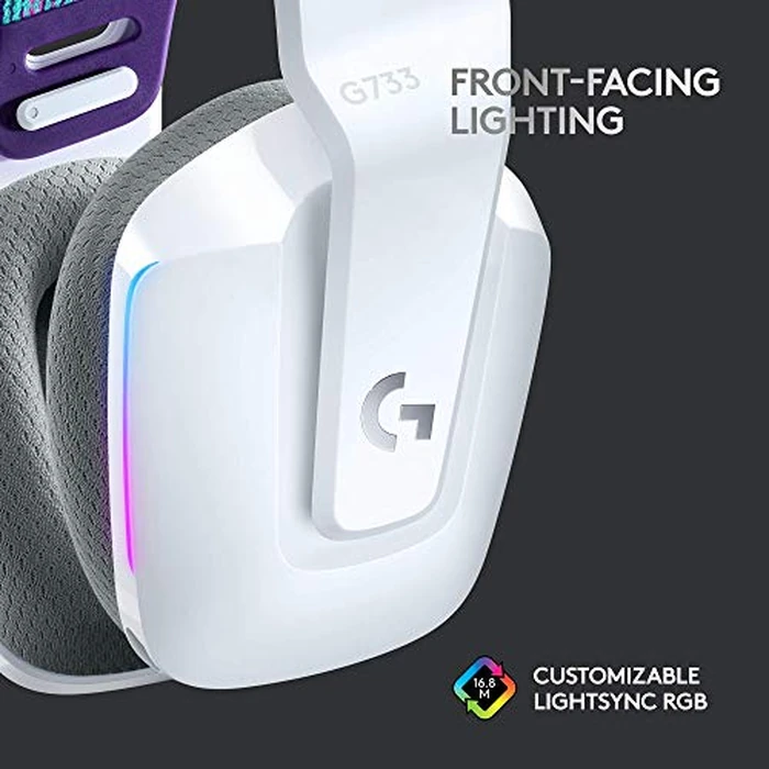 Logitech G733 Lightspeed Wireless Gaming Headset with Suspension Headband, LIGHTSYNC RGB, Blue VO!CE mic Technology and PRO-G Audio Drivers - White by Logitech G - Image 4