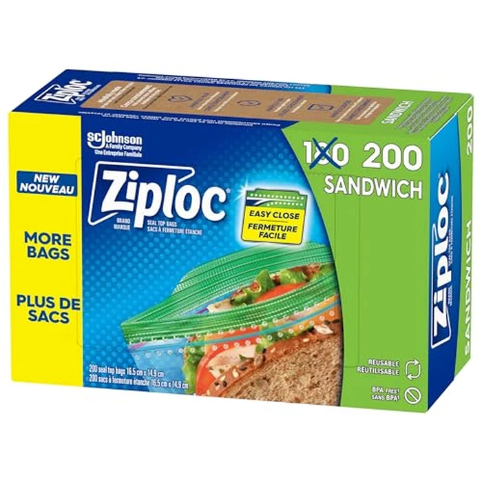 Ziploc Sandwich Bags for On-the-Go Freshness, Grip 'n Seal Technology for Easier Grip, Open and Close, 180 Count by Ziploc - Used - Like New condition - CA$8.47