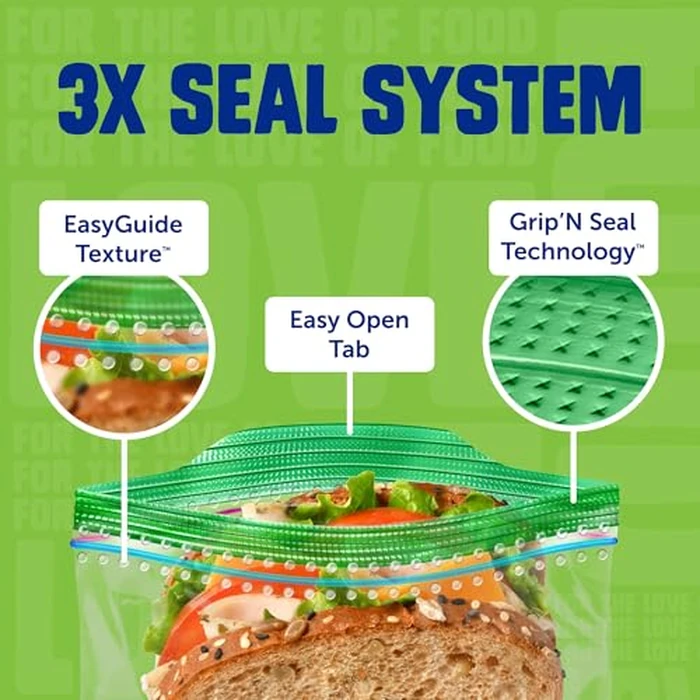 Ziploc Sandwich Bags for On-the-Go Freshness, Grip 'n Seal Technology for Easier Grip, Open and Close, 180 Count by Ziploc - Image 2