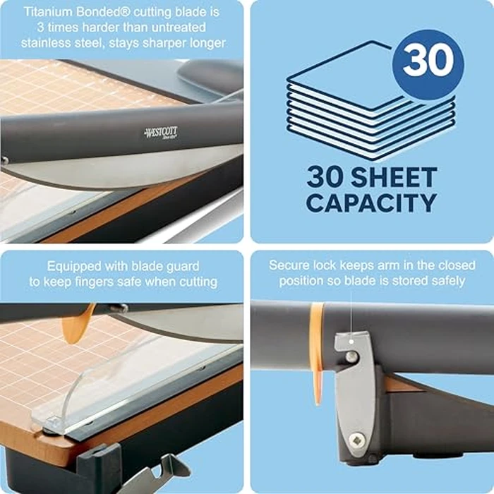 Westcott TrimAir 18-inch Guillotine Paper Cutter, Paper Trimmer with Sharp and Durable Titanium-Bonded Blade, Maximum Safety Features, Back to School, School Supplies, Classroom (15108) by Westcott - Image 7