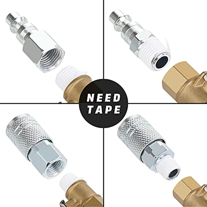 JOROY 1/4 Air Hose Fittings, Industrial M-Type Coupler, 1/4 Inch Flow Size, 1/4 Inch Female Threads Size, Steel Material, 300PSI, 10 Pieces Air Compressor Accessories Set by JOROY - Image 3