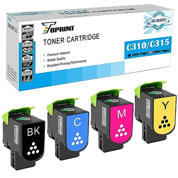 TOPRINT C310 C315 4 Colors Compatible Toner Cartridges 006R04356 006R04357 006R04358 006R04359 Black 3000 Pages, C M Y 2000 Pages for Xerox Laser Printer C310 C310dni C310dnim C315 C315dni C315dnim by TOPRINT - Used - Acceptable condition